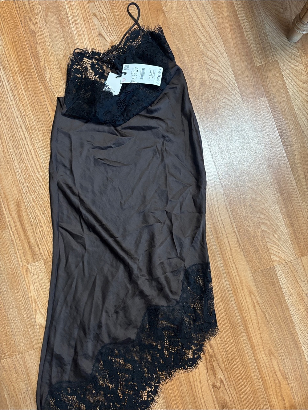 Zara Brown Lace-Trim Slip Dress - Picture 11 of 11
